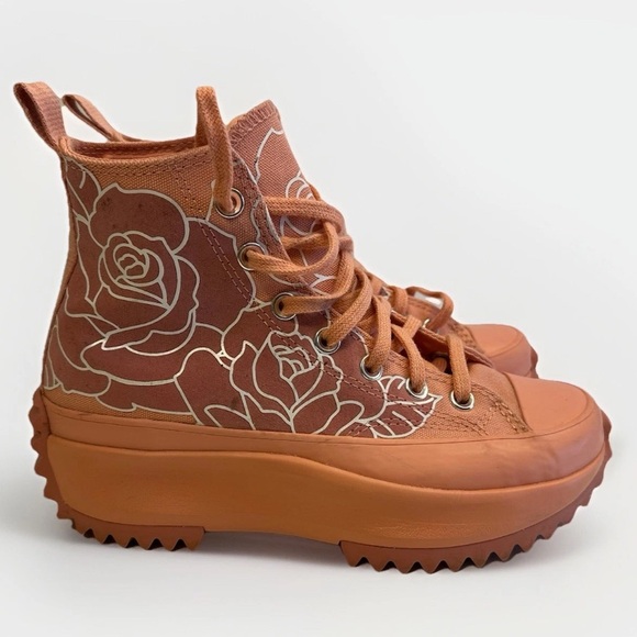 Converse Run Star Hike High Top Pink Quartz White Floral 571877C Women Size 7.0 - Picture 2 of 12